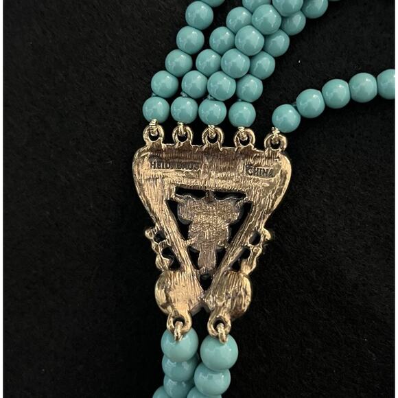 HEIDI DAUS 5 Strand Turquoise & Multi Color Crystal Necklace Adjustable STUNNING - Picture 5 of 16